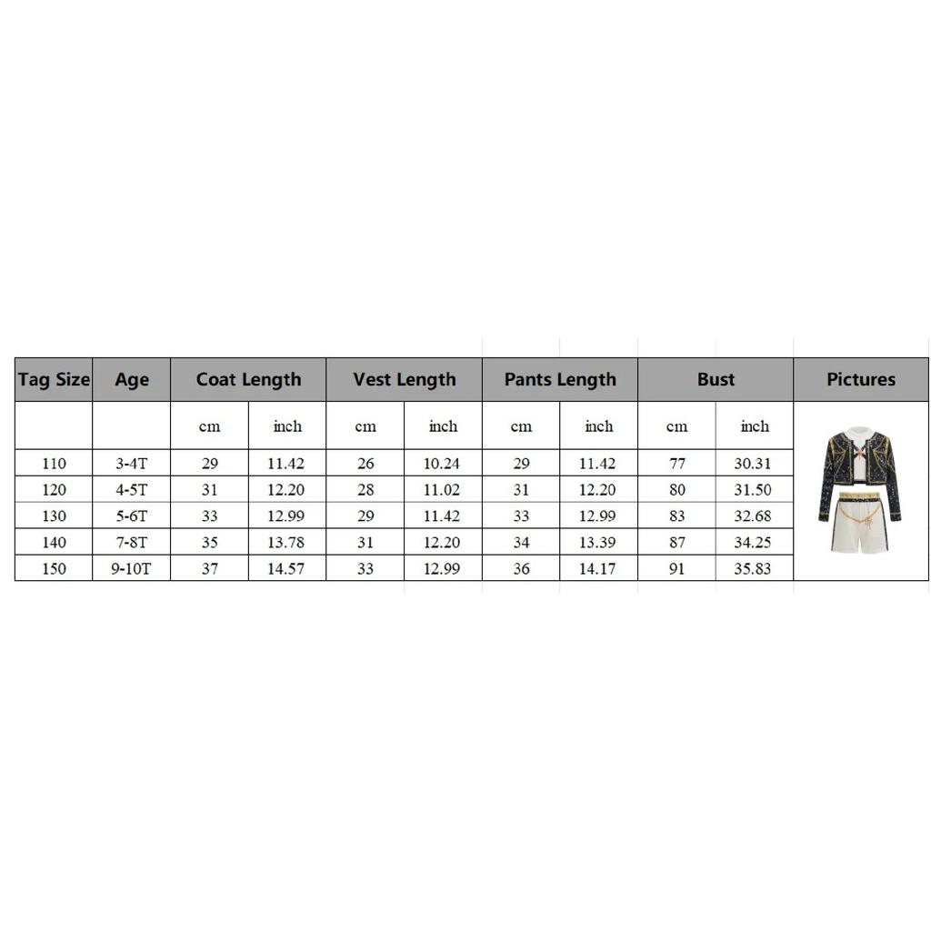 Girls Korean Music Costume Jacket Shirt Short 3PCS Set Dance Singer Show Halloween Birthday Party Role Play Outfit
