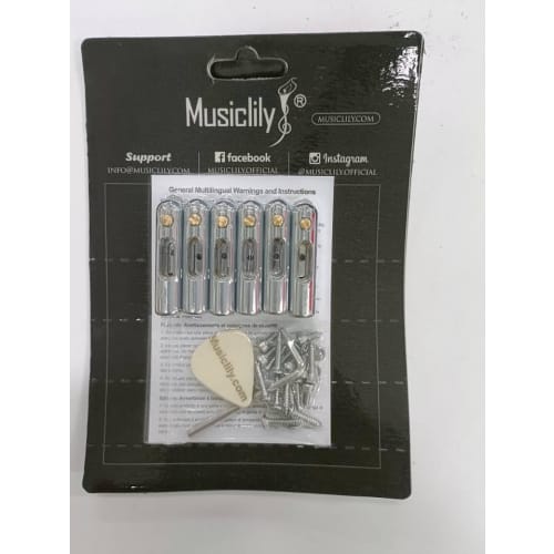 Musiclily Ultra Brass Guitar Single Bridge, Hardtail Bridge with 6 Independent Saddles, 10mm Wide, for Electric Guitars, Chrome