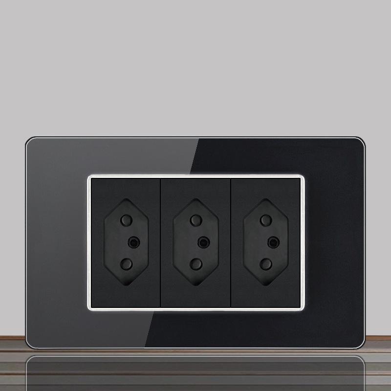 Brazil US Wall Light Switch Power Socket with USB Type-c 20W,Italy Chilean Fast Charging Tempered Glass Panel Universal Outlet