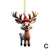 2D Acrylic Cartoon Fawn Christmas Tree Pendant Christmas Cute Christmas Easter Fawn Cartoon Decorations Hat Print Z8U6