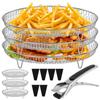 Barbecue Tool 3Layer Air Fryer Racks Stainless Steel Square/Round Air Fryer Basket Tray Stackable Dehydrator Racks Kitchen Cook