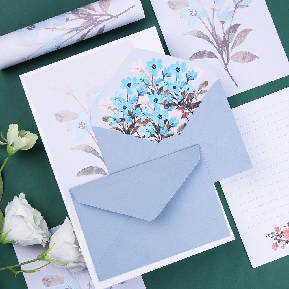 Wedding Greeting Invitation Card Letter Envelopes Set Floral Pattern Paper Printed Flower Love Note