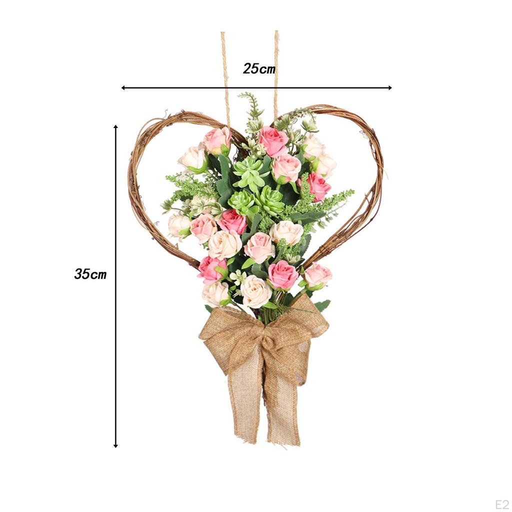 Mother's Day Wreath Heart Shaped Mothers Decoration Garland Artificial Wall
