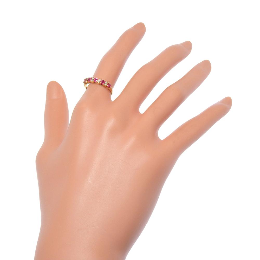 Ring K18 yellow gold/Ruby/diamond #5.6(US Size) 1.9g Women Used