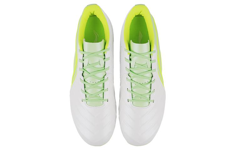 Li Ning Футбольные бутсы мужские MG Multi Ground с амортизацией, нескользящие, износостойкие, зеленого и белого цветов ASFT015-1