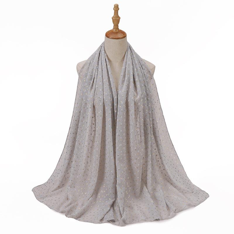 Шарф с жемчугом и штампами из шифона для женщин, однотонный хиджаб для головы, головной платок, однотонные шали, повязка на голову, Foulard Femme, мусульманский хиджаб