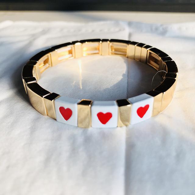 New Custom Tile Bracelet Charms Love Heart Handmade Women Kids Jewelry Engraved Letter Bracelet Gift Fashion