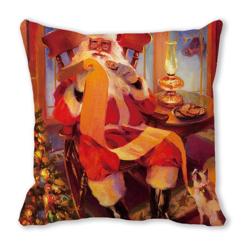 Новый год с Рождеством Санта-Клаус с принтом наволочка для украшения дома квадратная наволочка 45x45 см