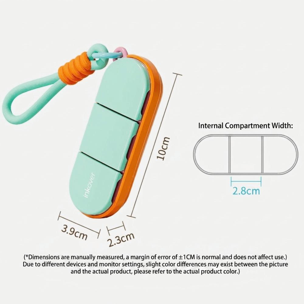 Hanging Lanyard Medicine Box 3 Compartment Pill Case Container Mini Pill Organizer Home Storage