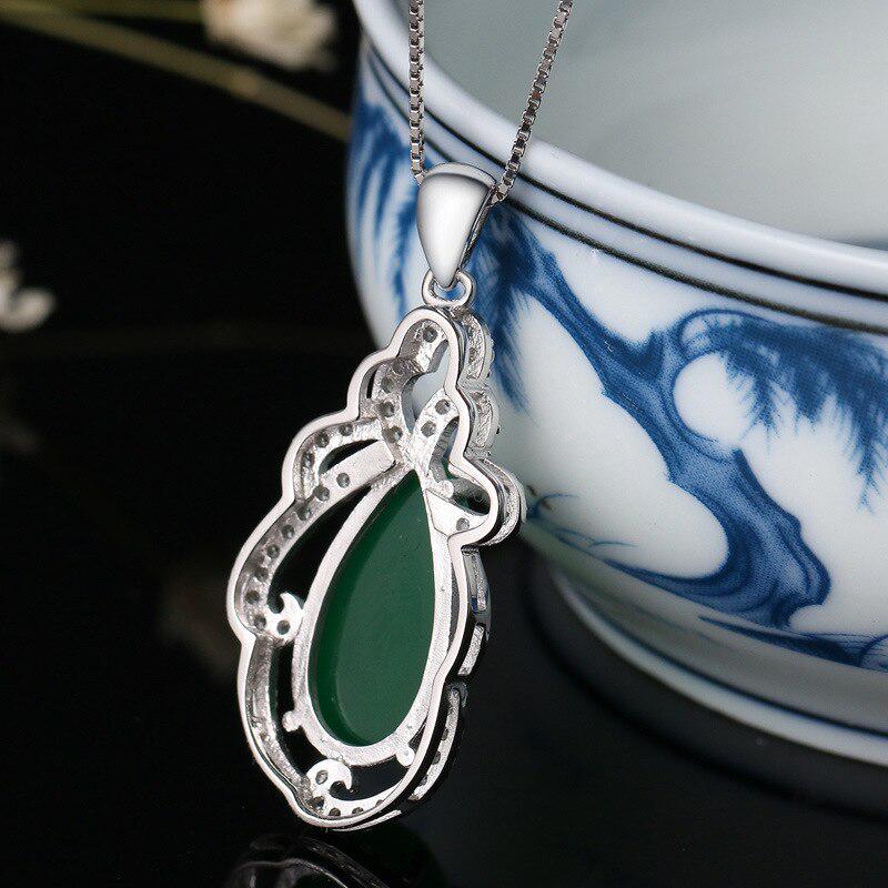 Женское ожерелье из стерлингового серебра 925 пробы с каплей воды, изумрудный циркониевый кулон для свадебной вечеринки, ювелирные изделия