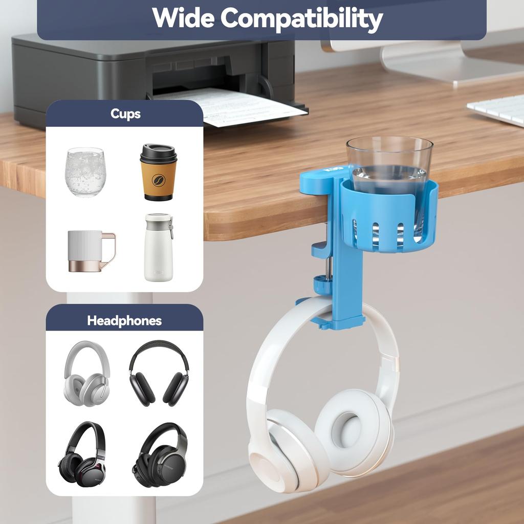KDD Headphone Headphone Drink Load Capacity Headphone Headphone Headphone Stand Compatible with Coffee Wireless Umbrellas Stand, 360° Rotation,