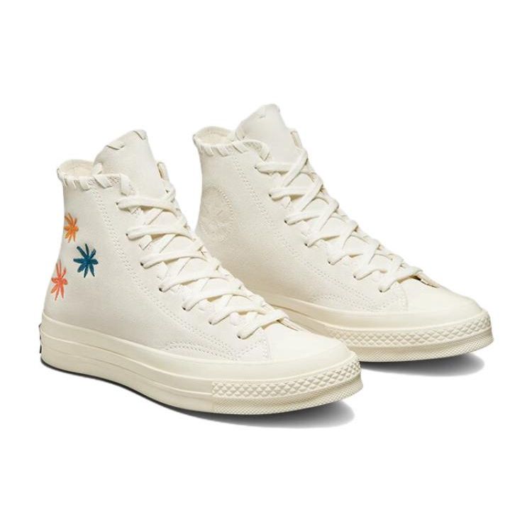 Converse Chuck 70 High Embroidered Floral - Женские кроссовки Egret кремовый натуральный-слоновая кость A04298C