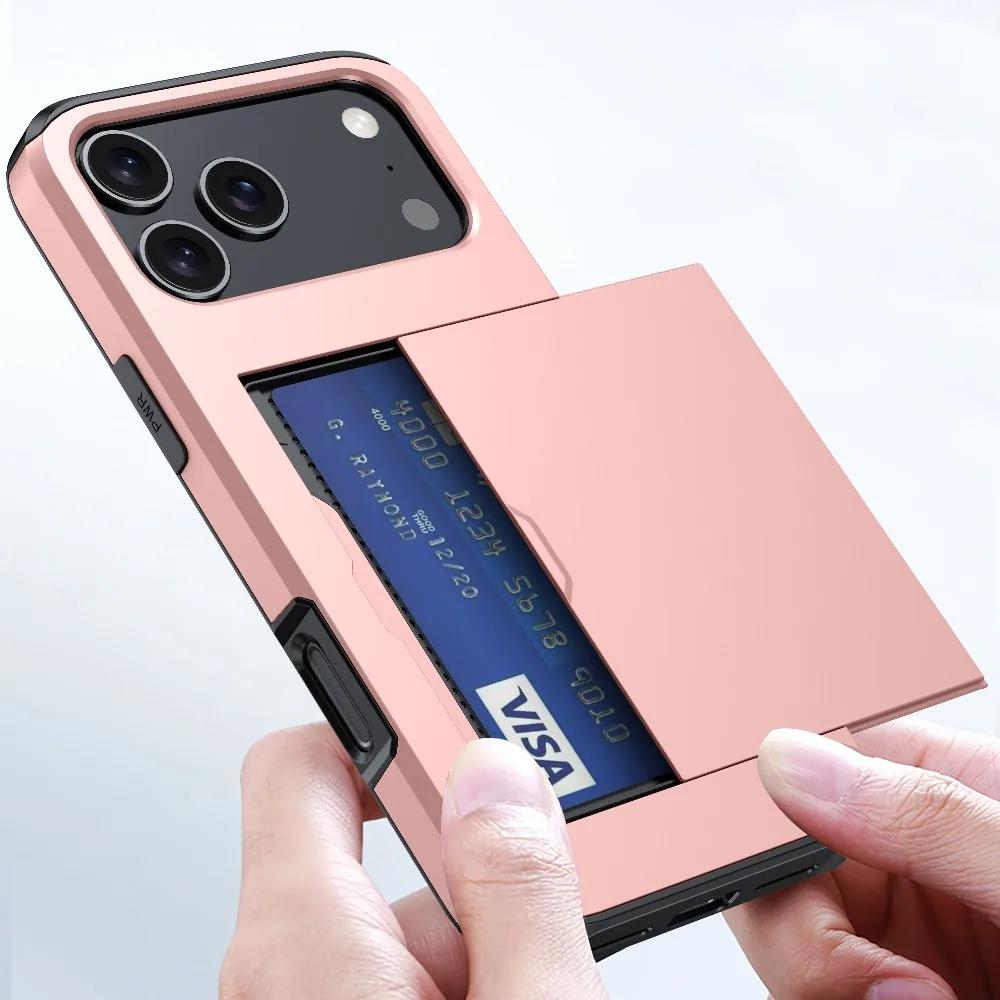 Чехол для IPhone 17 16 15 14 Plus 13 12 11 Pro Max 17Air 16e 13Mini 12Mini С кошельком Держателем для карт Ударопрочный Защитный чехол