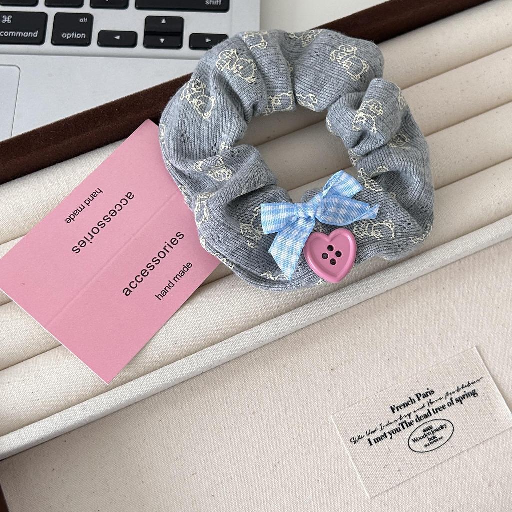 Домашний медведь: Милая вязаная резинка для волос с бантом для девочек, ручная работа