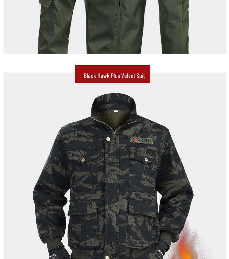 Men's Thickened Camouflage Workwear Set: Velvet-Lined, Cold-Resistant, Wear-Resistant for Welding & Auto Repair