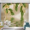 2Panel Swan Lake Swan Curtain Custom Curtains Simple Modern Bedroom Living Room Window Semi-blackout Short Curtain Grommet Top