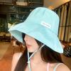 1 шт., летняя шляпа рыбака с большими полями, пляжная шляпа от солнца, уличная альпийская шляпа, милая, со шнуровкой, в полоску