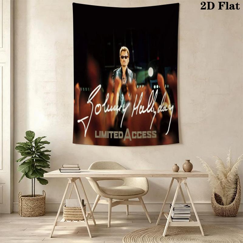 Johnny Hallyday Musical Legend Tapestry Fashion Print Background Cloth Background Wall Hanging Cloth Work Of Art Atmospheric Background Cloth