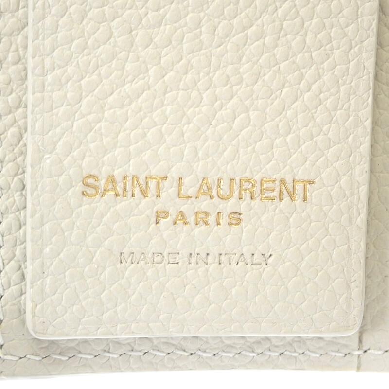 Saint Laurent 693749 B680J 9207 Key Holder  Ivory Calfskin/metal Women