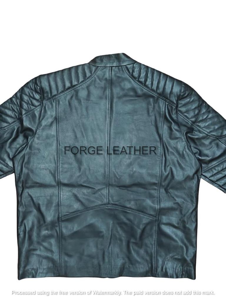 Байкерская куртка Супермена Мужская Черная Натуральная Кожа Ягненка Ручной Работы Мотоциклетная