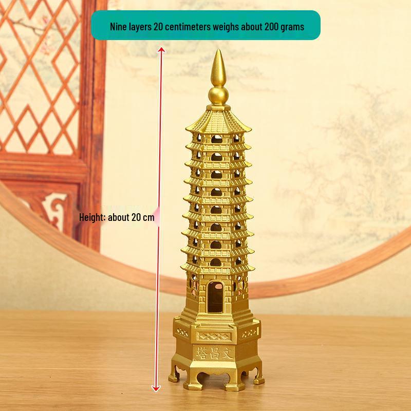 Медное украшение Пагода Вэньчан: Большой, 7-13-слойный китайский буддийский декор для дома и храма