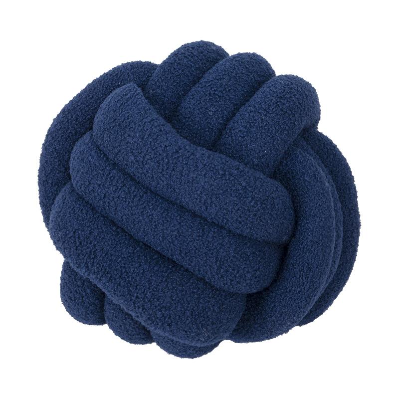 Hand Knotted Pom Pom Pillow Cozy Lamb Fleece Roll Cushion for Living Room