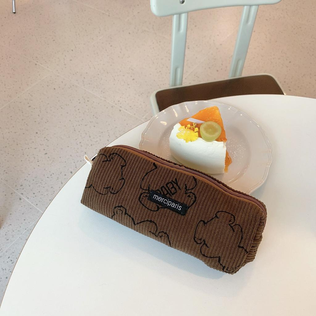 Kawaii Bear для девочек, японские канцелярские принадлежности, пенал, вельветовый пенал большой емкости, школьные принадлежности, пенал