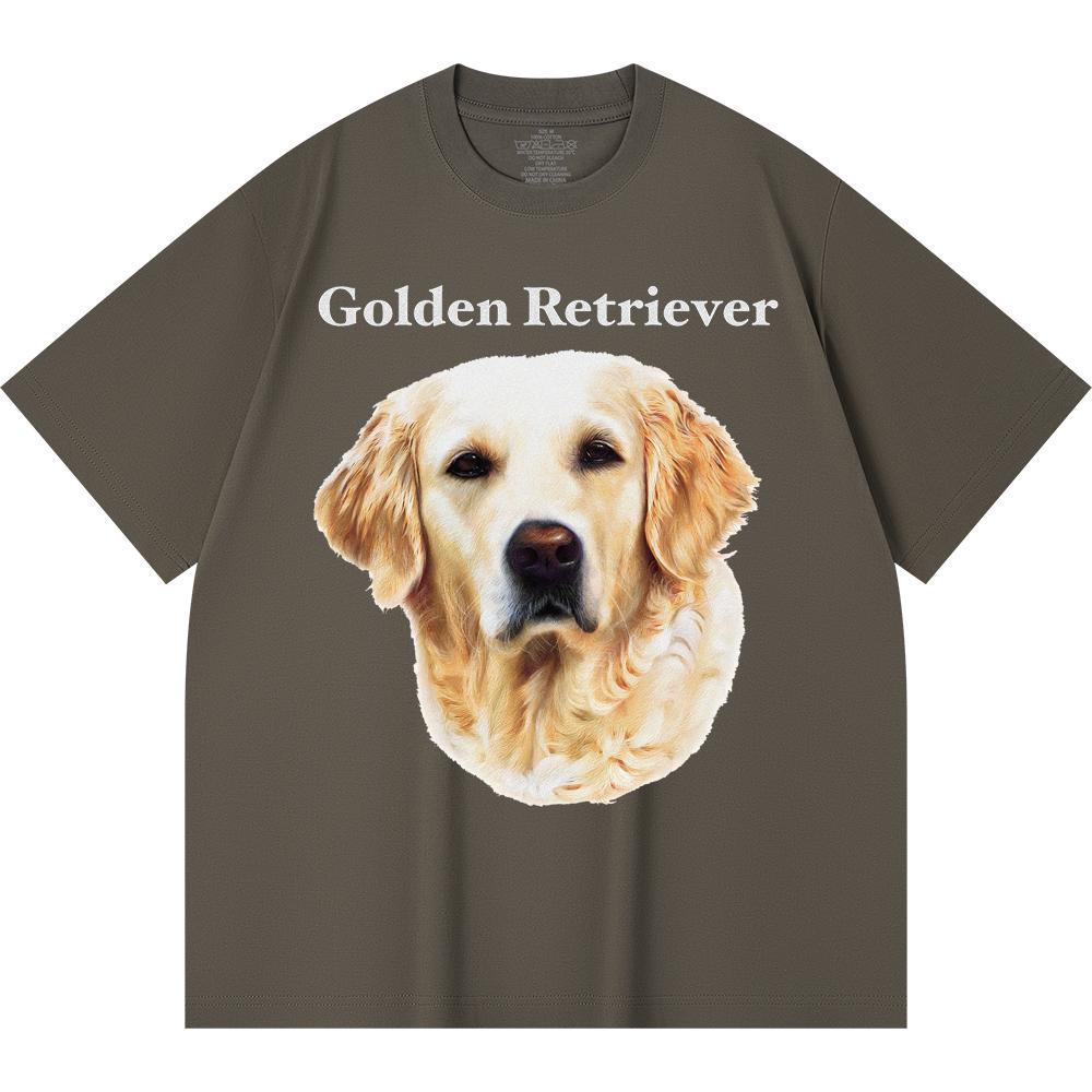 Футболка из 100% хлопка плотностью 230 г/м2 с принтом золотистого ретривера, забавная футболка из чесаного хлопка в стиле Харадзюку