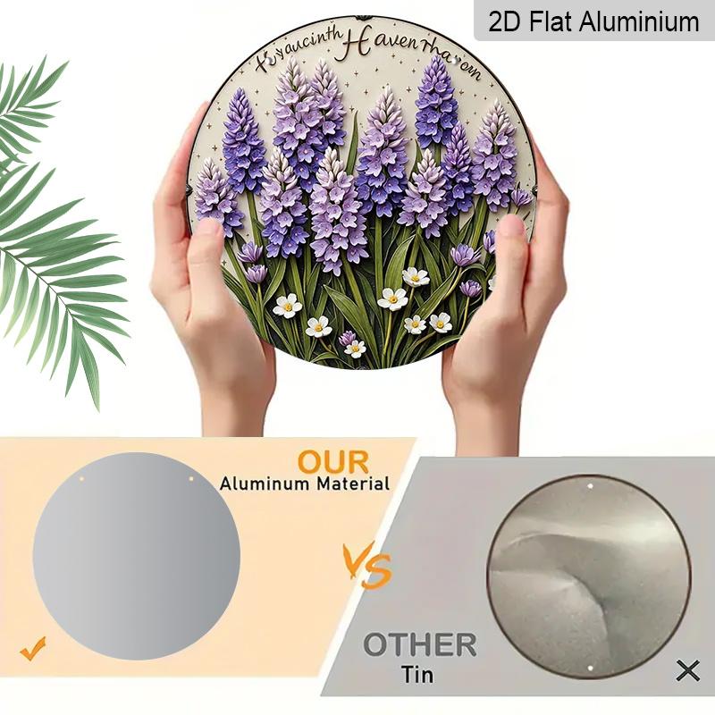 2D Flat Aluminum Hyacinth Floral-Themed Wall Decor 7.87 Inches X 7.87 Inches Rustic Style Perfect for Gardens, Farmhouses, Bars, Cafes, Parties