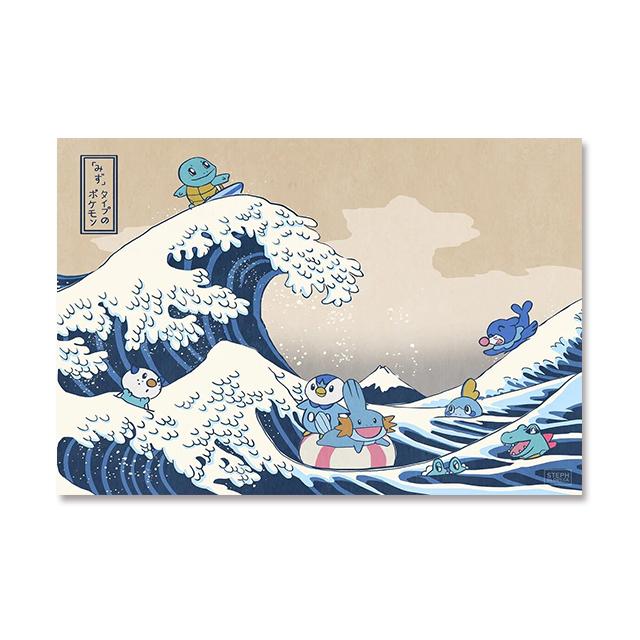 Большая волна в Канагаве, холст, картина, мультяшные большие волны, художественные постеры, японская известная живопись, настенные художественные фотографии, домашний декор