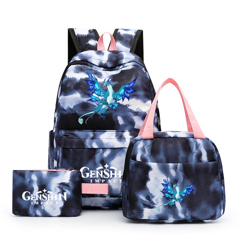 3Pcs/set Anime Girl Backpack Set School Students Kawaii Back To School Backpack Boy Children Lunch Bags Pencil Box