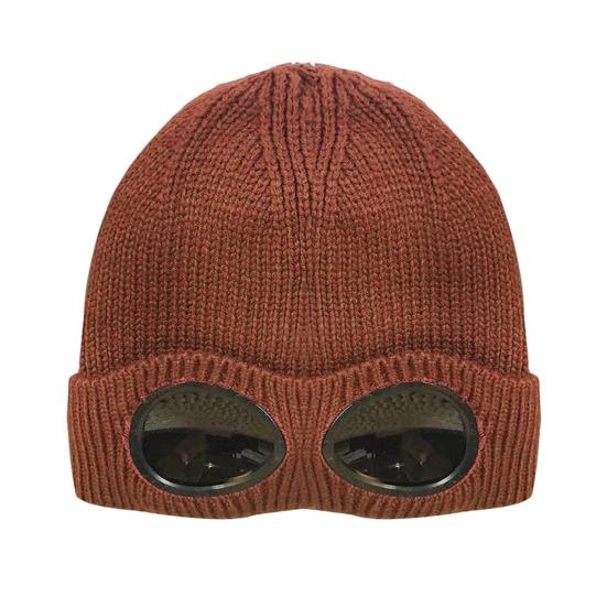 Вязаная шапка однотонная теплая вязаная шапка с декором в виде очков эластичная ветрозащитная зимняя шапка для улицы путешествий езды на велосипеде повседневная носка