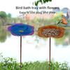 Bird Bath Feeder Bowl with Metal Stake Flower Birdfeeder Decoration Outdoor Garden