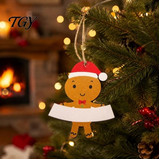 Blank Writing Christmas Decor Wooden Ornament, Cute Bear Gingerbread Gnome Cat Dog Family Keepsake Gift Ideas Hanging Decorations for