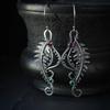 Leaf Design With Zircon Decor Retro Dangle Earrings Alloy Silver Plated Jewelry Exquisite Female Gift