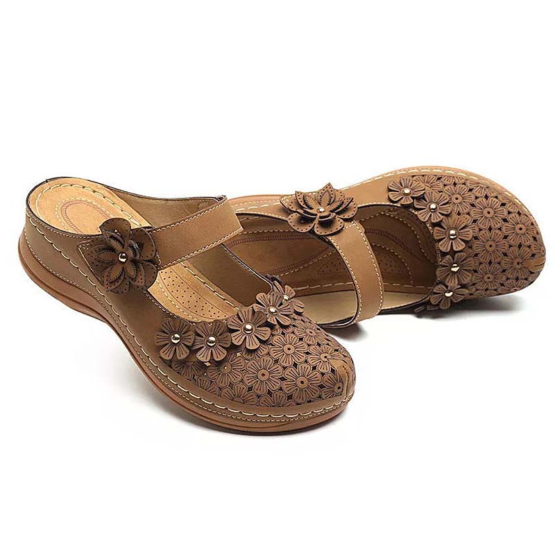 Женские модные сандалии на плоской подошве с цветочным принтом, удобные женские туфли с мягкой подошвой, легкая обувь для отдыха с вырезами