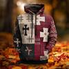 Men's American US Flag Cross Hoodie Sweatshirt Fashion Plaid Crew Neck Outdoor Office Streetwear Red Blue Drawstring Graphic Fall Winter Designer