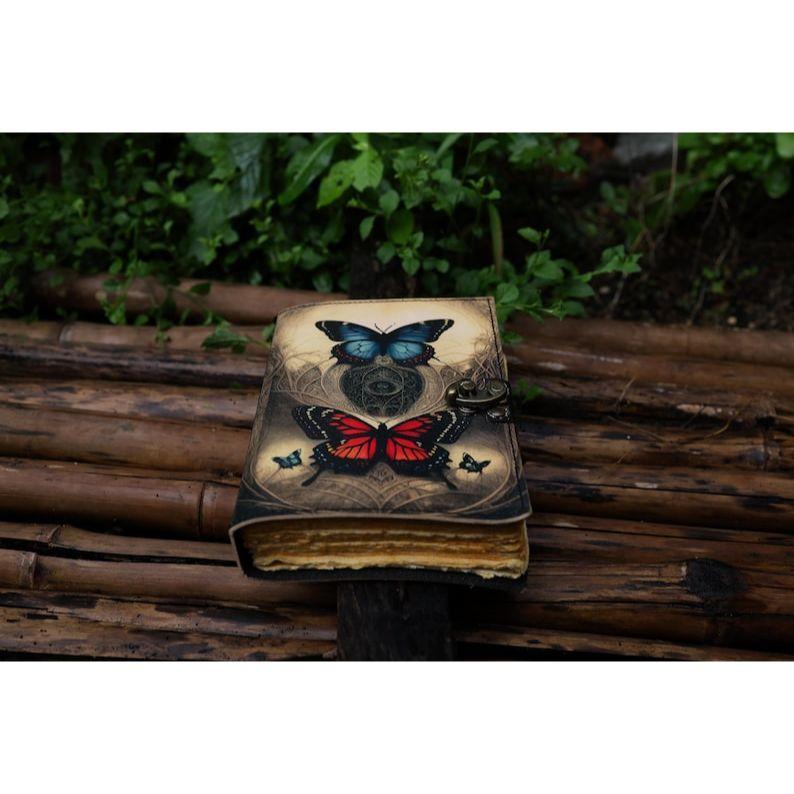 Кожаный журнал Бабочка Кожаный блокнот для записей Скетчбук пустая книга заклинаний книга стихов Книга путешествий для мужчин и женщин Подарок