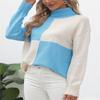 Women's Autumn/Winter Colour Clash Lapel Knitted Sweater