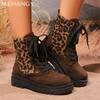 Fashion Leopard Women Ankle Boots Suede Flats Fashion Shoes Woman 2024 Trend Motorcycle Boots Walking Winter New Mujer Snow Short Botas