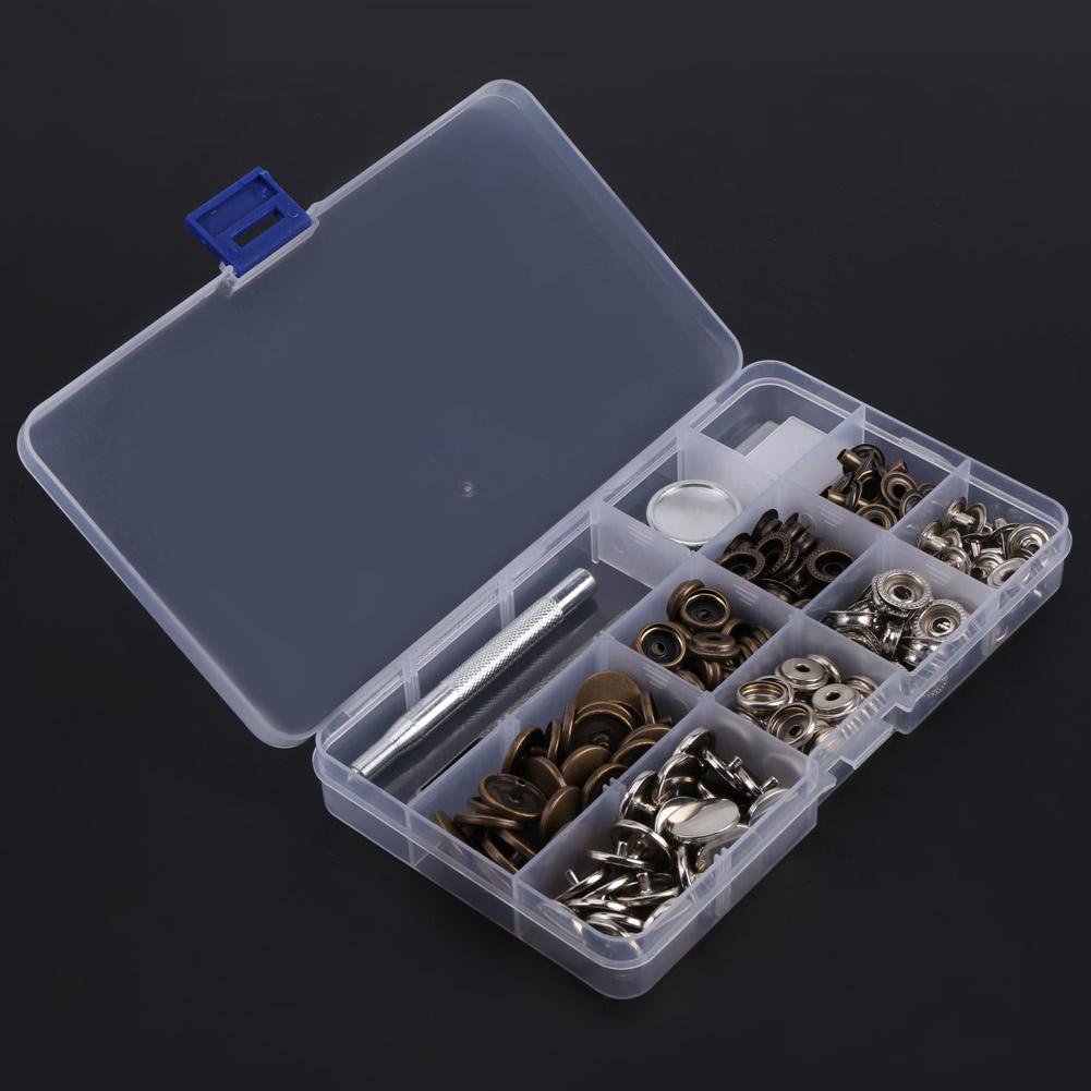 50 Sets Press Stud Snap Button Popper Fastener with Setting Tool for Leather 201#17mm