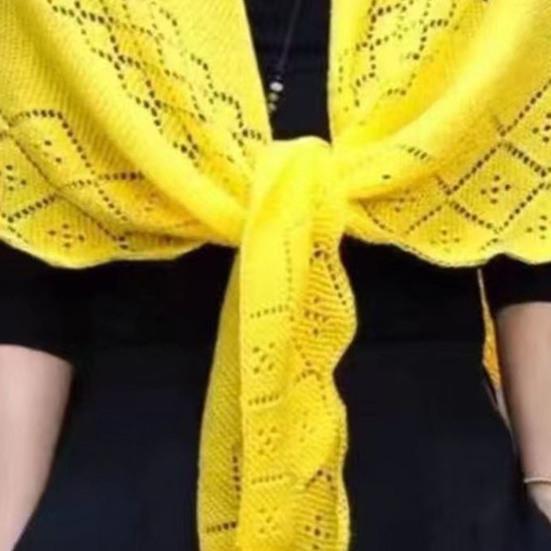 Women Knitting Shawl Solid Color Fringe Design Lightweight Versatile Hollow Shawl Open Knitted Pattern Shawl