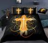 Jesus Cross Duvet Cover Set King Queen Size Christian Retro Design Polyester Quilt Cover for Teens Adult Jesus Christ Believer