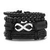 Men's Multi-Layer Bracelet Set with Wooden Beads and Braided Leather