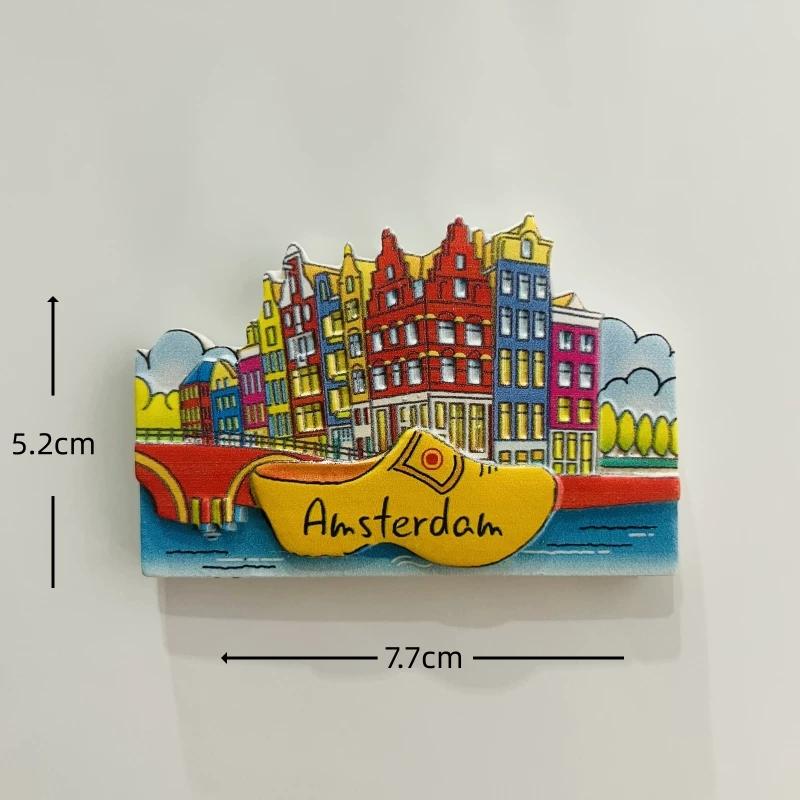 Netherlands Amsterdam Bicycle Windmill Tulip Resin Fridge Magnet Stickers Travel Souvenir Gift Landscape Home Kitchen Decor