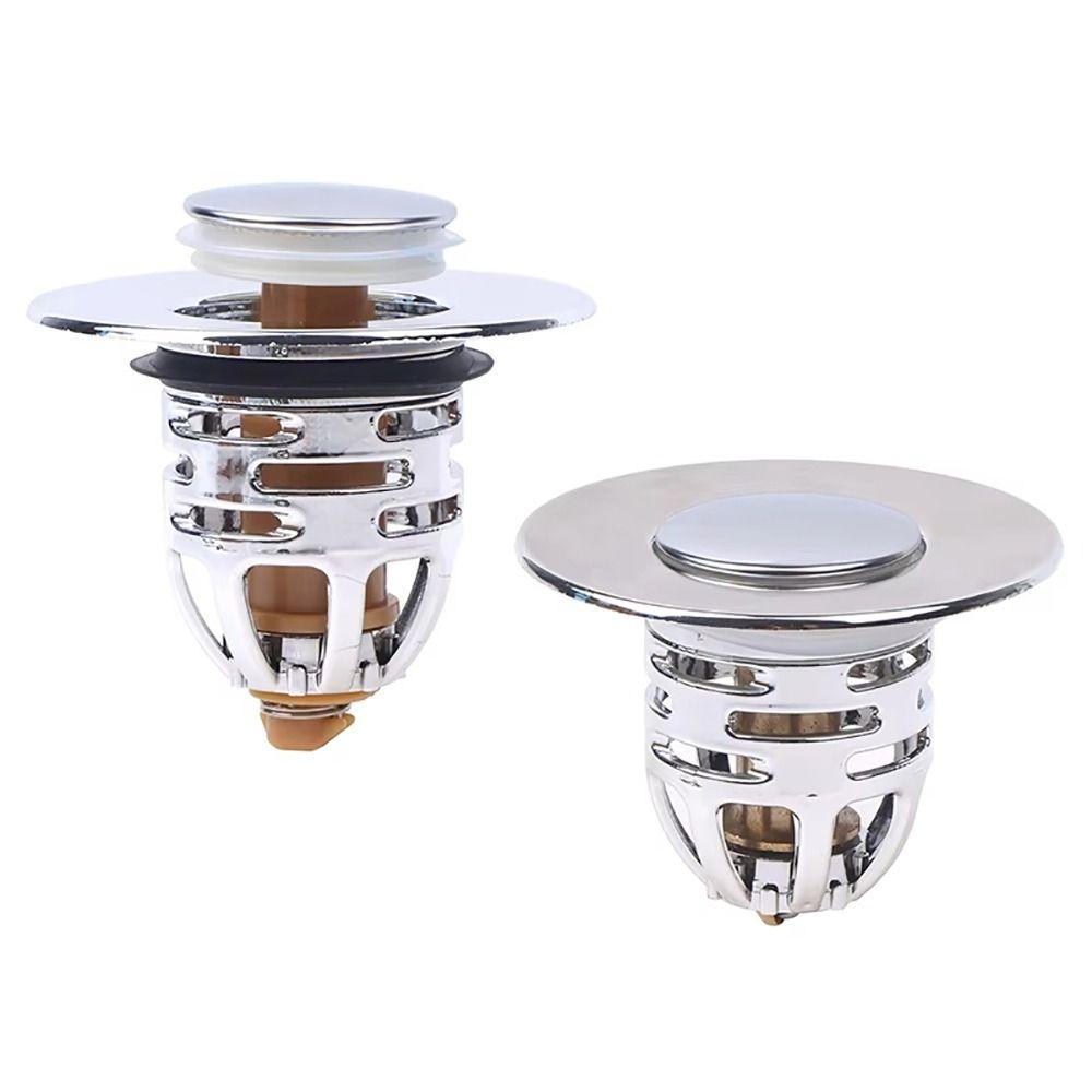 2Pcs Bounce Up Press Type Shower Sink Plug Plastic/Brass Core Wash Basin Stopper New Drain Filter