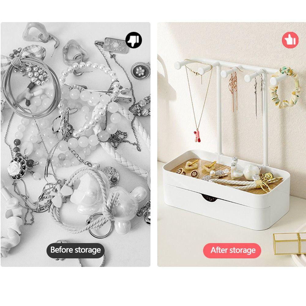 with Drawer Box Jewelry Display Rack Earrings Necklaces Hanging Holder Durable Storage Rack