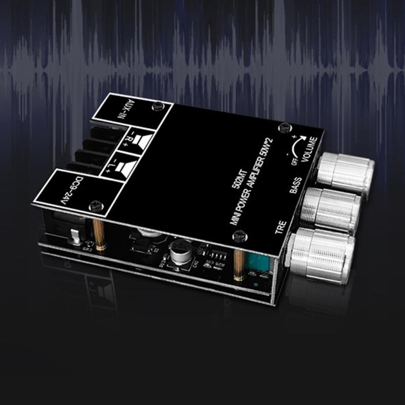 Стереоусилитель мощности с поддержкой Bluetooth 2x50 Вт 2-канальный стереоресивер с регулировкой высоких и низких частот для автомобиля, дома