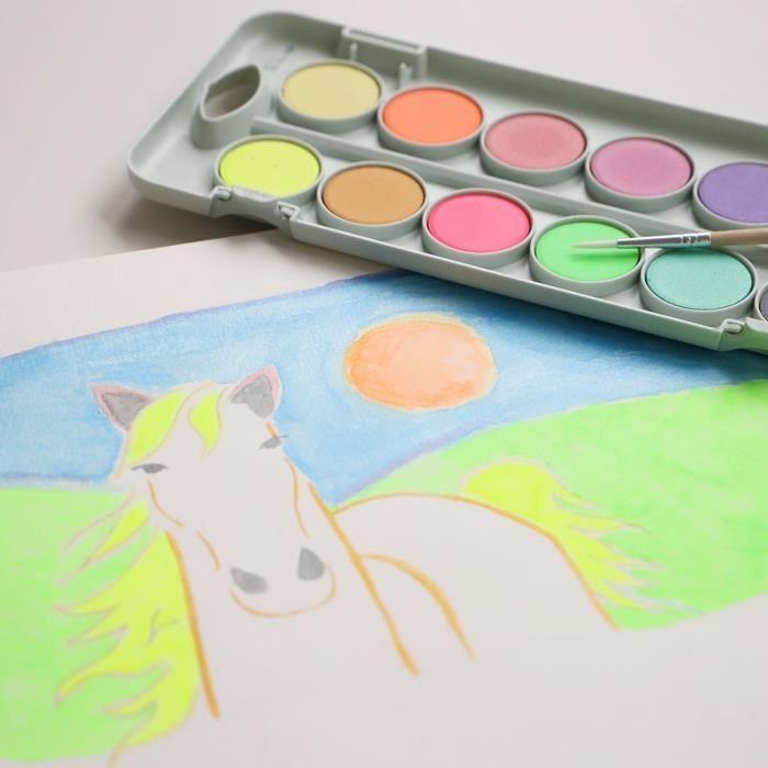 PRIMO 115A12FM Pastilles de goauche spéciale Ø 30 mm, avec couvercle/palette, 8 métallisées et 4 fluos.