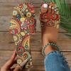 Модные новые женские тапочки Модные тапочки больших размеров Босоножки с богемным цветочным узором Повседневная легкая обувь Женские домашние шлепанцы Женские